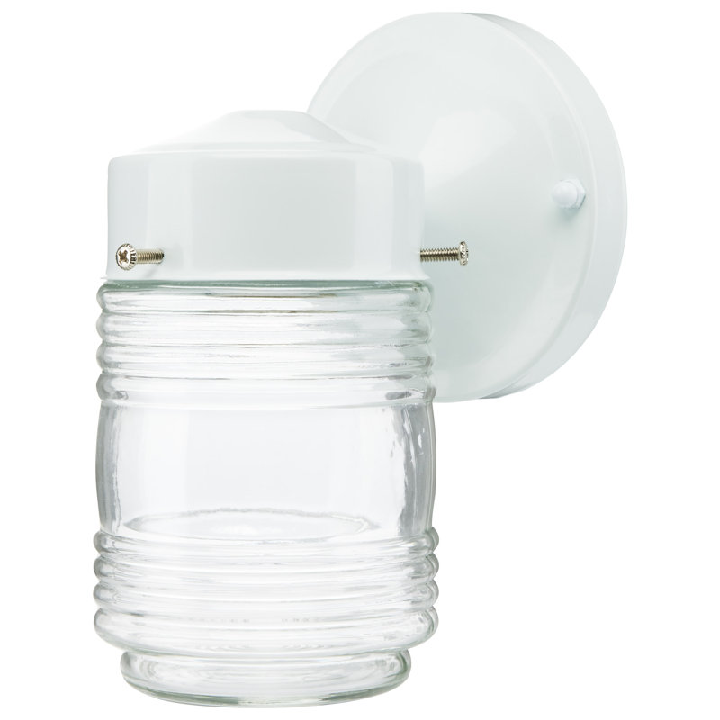 Applique murale d'extérieur en verre Arathi, Blanc, Transparent, H 8,5 po x l 4 po x P 5,5 po