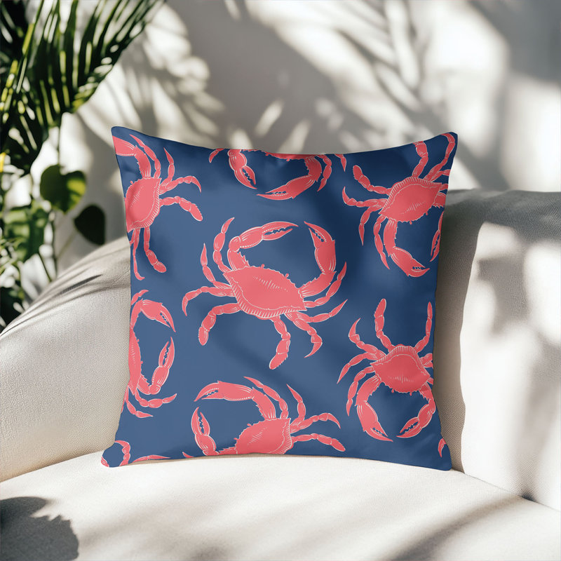 Coussin décoratif d'extérieur Crabby, Carré 18 po, Marine