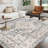 Floral Border Foldable Washable Area Rug –Light Blue-1762383674