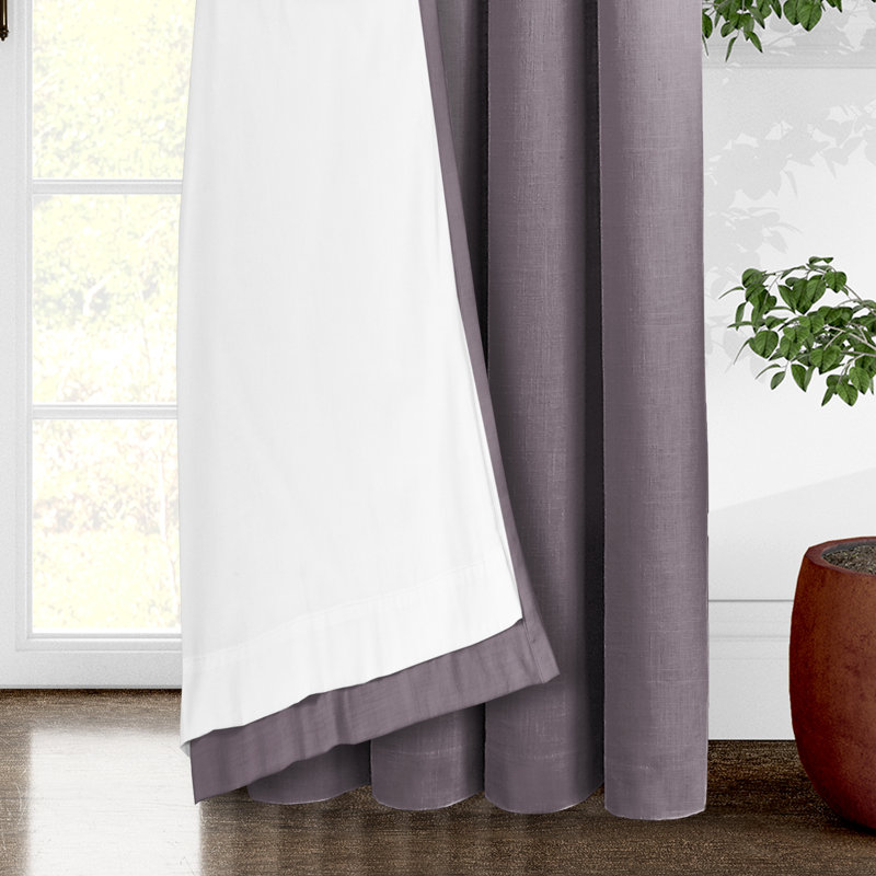 Elsie Linen Look Grommet Drapery Panels Pair, 50"W x 84"L, Lilac