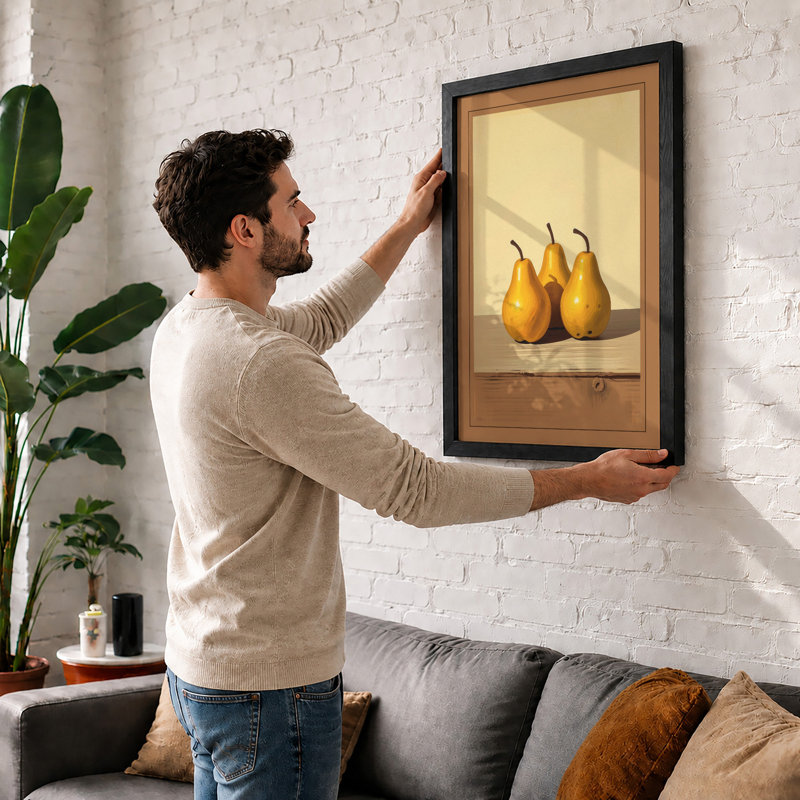 Three Golden Pears Minimalist - Print, A1 - 84.1 x 59.4 cm, White