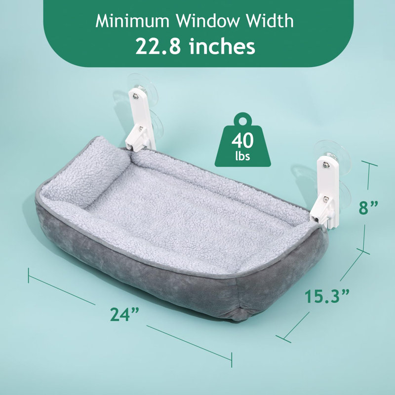 Large Gray Foldable Cat Hammock with Metal Frame