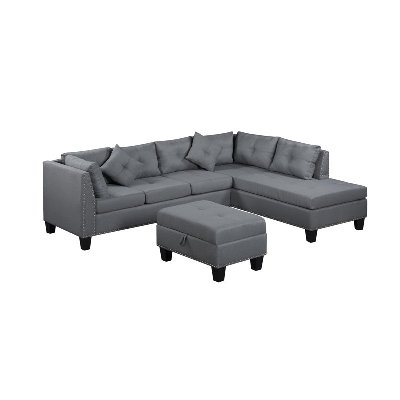 Canapé, chaise et repose-pieds 104,5 po, gris