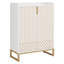 Armoire à chaussures 29,52 pouces blanc et or avec portes-2038060989