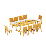13 Pcs Grade-A Teak Wood Dining Set: 118" Double Extension Mas Oval Trestle Leg Table And 12 Atnas Armless Chairs #11AT2700