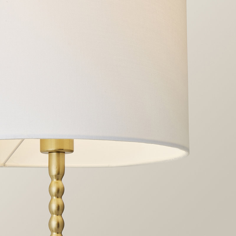 Cifuentes Black Fabric Drum Lamp Shade Matte Black Bobbin Bobble Table Lamp and Bulb, Gold, Yes, White