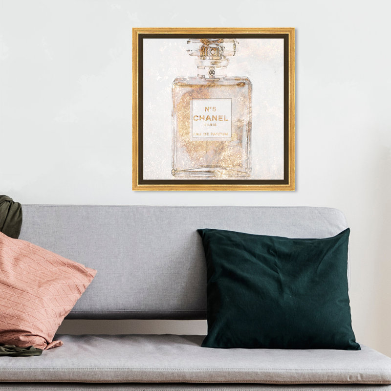 Parfum Glimmer - peinture sur toile, Impression encadrée, H 20 po x l 20 po, Doré