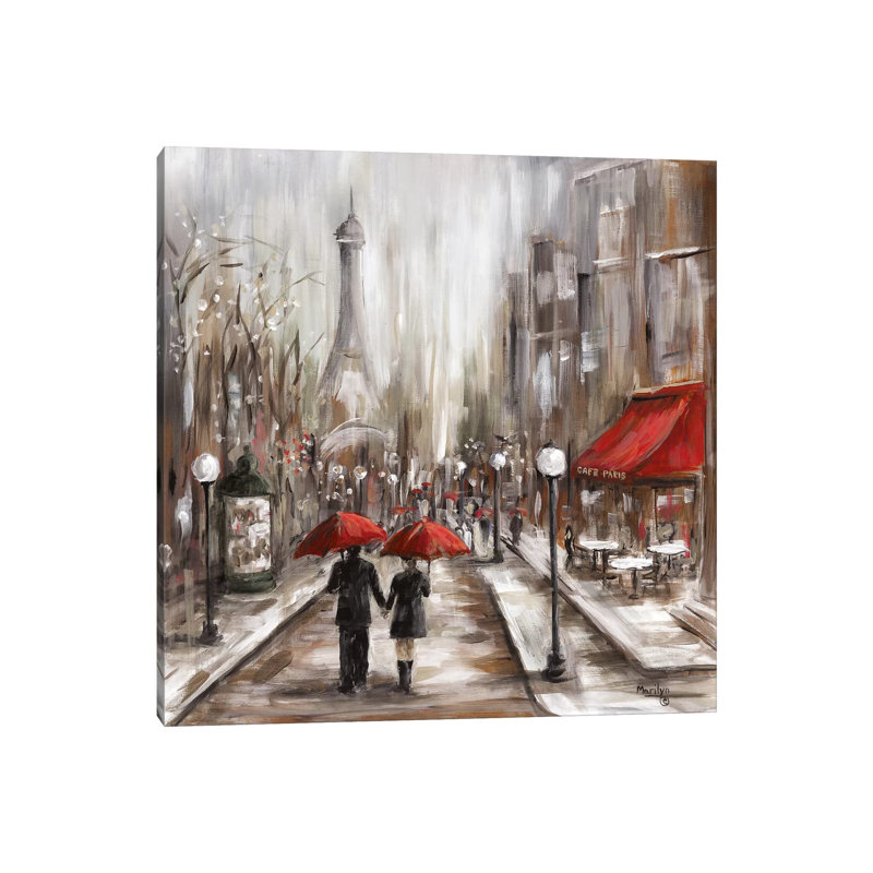 «Rainy Af après-midi Café» par Marilyn Dunlap - impression, Toile tendue, Pas de tapis, H 12 po x l 12 po x P 0,75 po