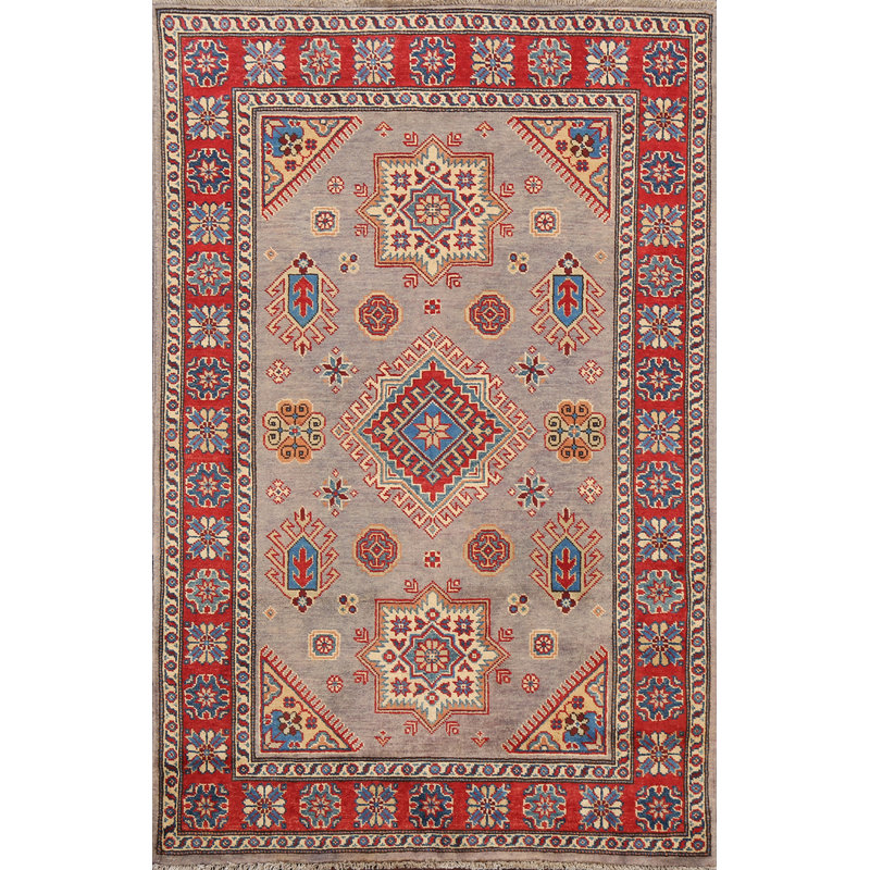100% Vegetable Dye Super Kazak Oriental Area Rug 4x6