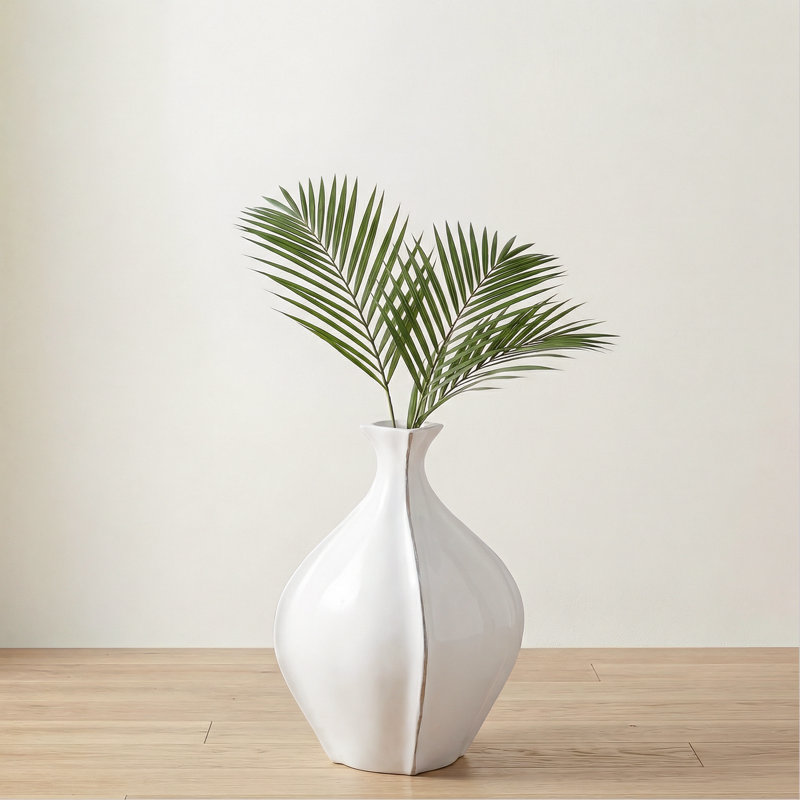  Grand vase de plancher / table blanc Bouchet, H 14,5 po x l 11 po x P 11 po