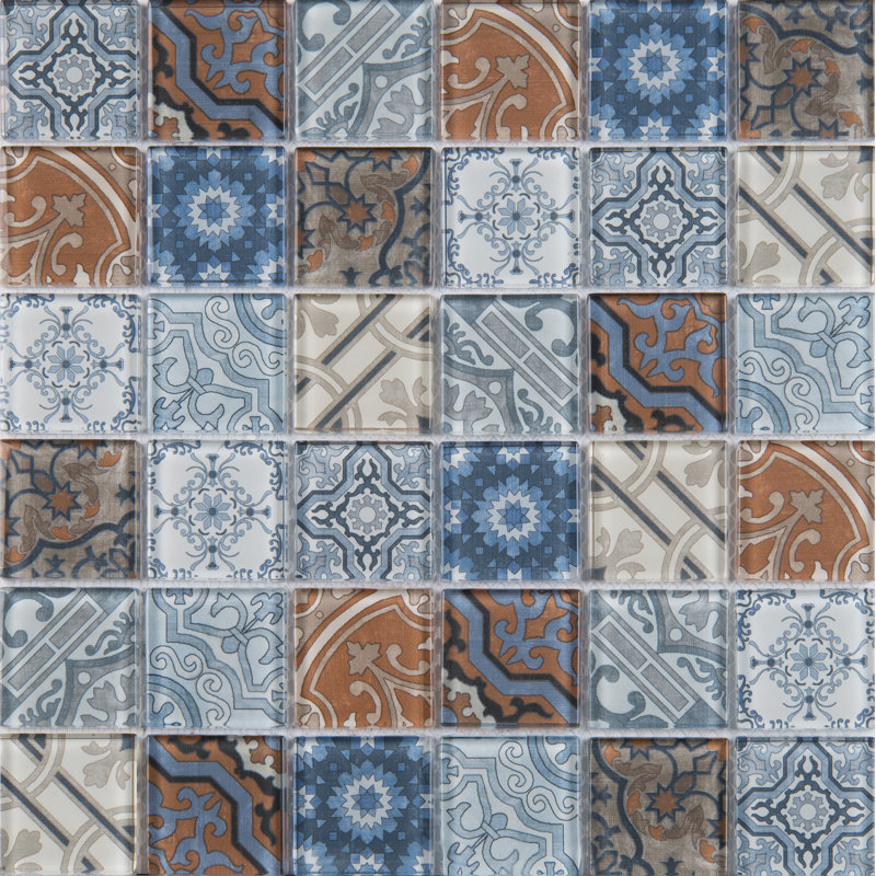 Carreau de mosaïque en verre lustré 12 po x 12 po Toscana