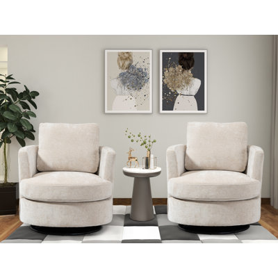Ottelia 32'' Wide Slipcovered Swivel Barrel Chair