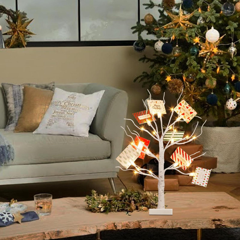 Décorations de Noël Porte-cartes de Noël Arbre de Noël illuminé pour table de Noël, minuterie à piles