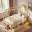 Lit en bois en forme de maison avec 2 tiroirs de rangement, support dorsal fiable et conception de toit adorable-131091926-131091928