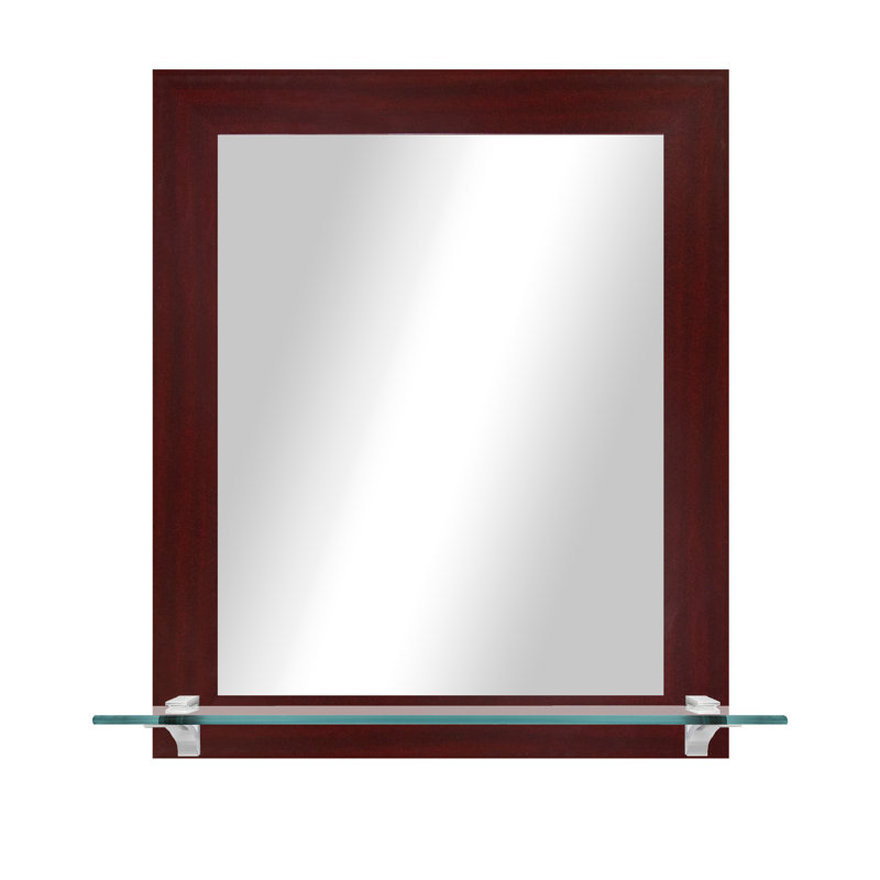 Miroir mural Camyle Marley, Acajou foncé / nickel brossé