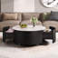Table basse ronde mobile avec roulettes et 2 tiroirs-445571193