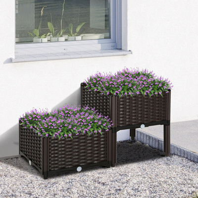 Lit de jardin surélevé 2 pièces avec pieds, lit surélevé pour jardinière