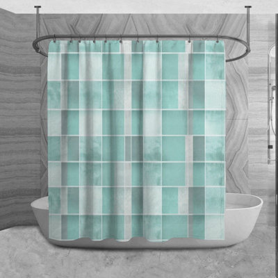 Rideau de douche à carreaux Shaima