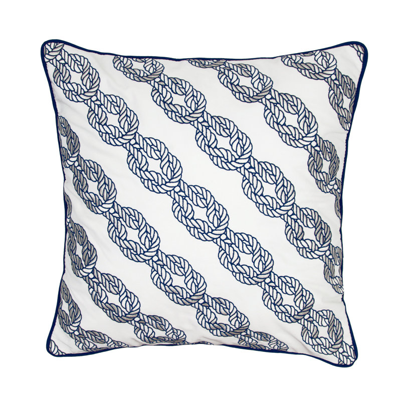 Shell Neutrals Indoor/Outdoor Lumbar Pillow, 18"H x 18"W, Blue Abstract, Square