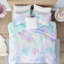 Full/Queen Comforter With Watercolor Tie Dye, Piped Border, Steam Dye For Bed, Microfiber Cover, Fashionable-128894468-128894469