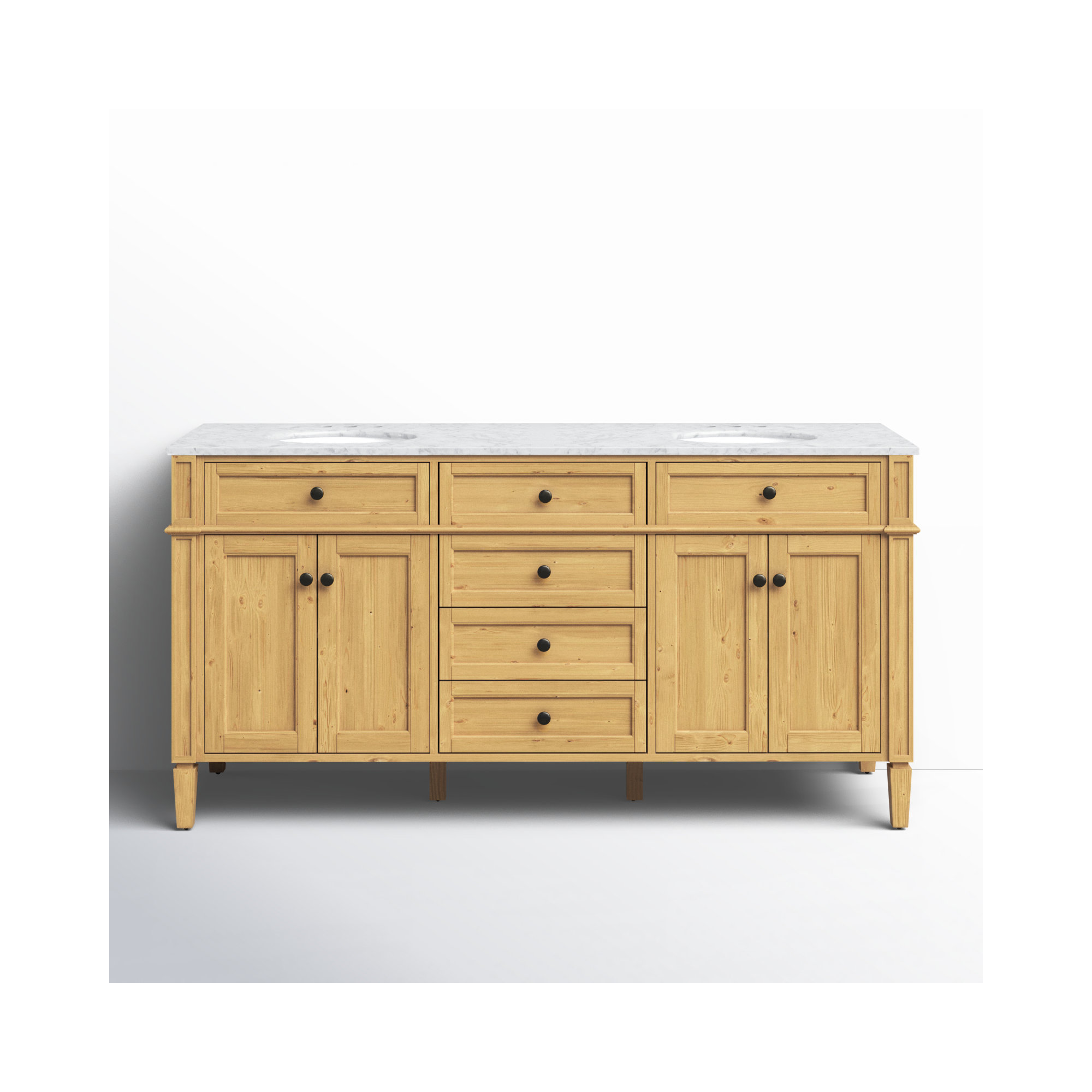 Rivers 72'' Double Bathroom Vanity, Natural Wood