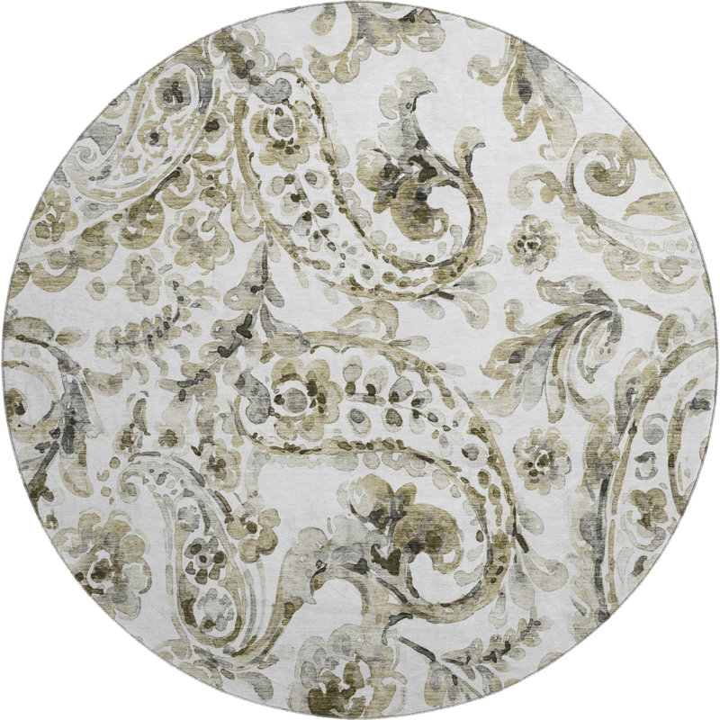 Premium Machine Washable Prisco Brown Rug, Round 8'