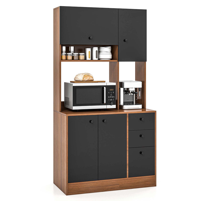 Verdigre 71'' Kitchen Pantry, Walnut/Black