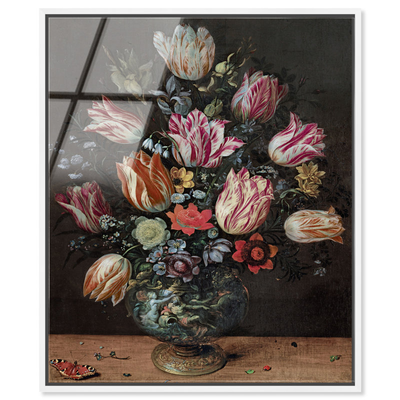 Francken the Younger Vase with Tulips High-Gloss Frameless Acrylic Glass Wall Art Floral & Botanical Print by Oliver Gal, Ready to Hang, 16 x 20