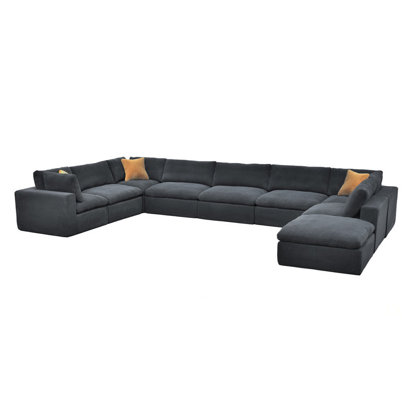 Canapé modulaire à grain de café avec coussins décoratifs, Dark Grey