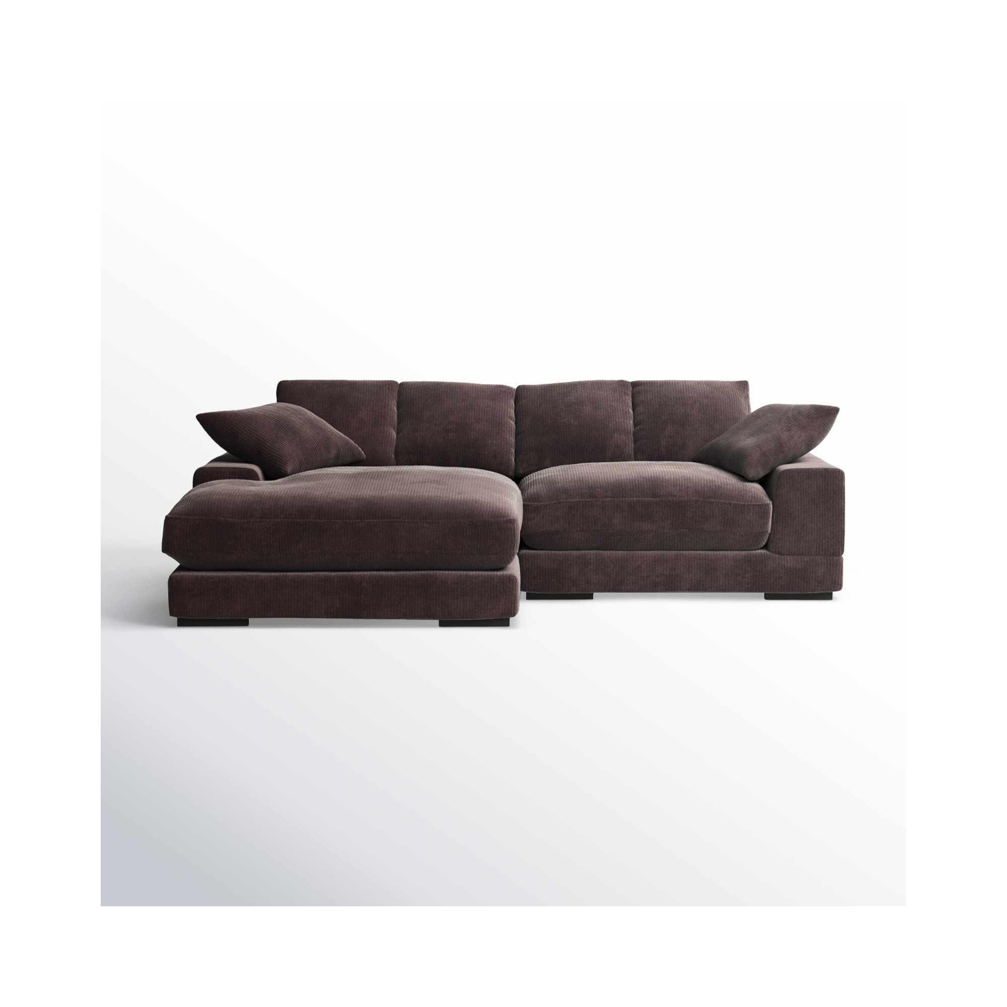 Lonsdale Chaise Sectional, Dark Brown Corduroy