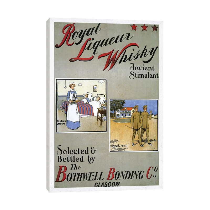 1909 Royal Liqueur Whisky Poster 1 Piece Wall Art on Canvas, 66.04 cm H x 45.72 cm W, White Framed