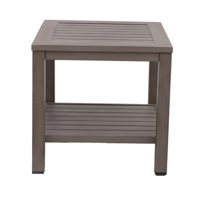 Rust - Multi Color Aluminum Side Table With Shelf, Square Shape, 23 Inches Wide, Deep, 21.5 High, 19 Lb, Good For Patio Lunches And Entertaining End , Color, 22.5 In Depth, Width, 21.66 Height,