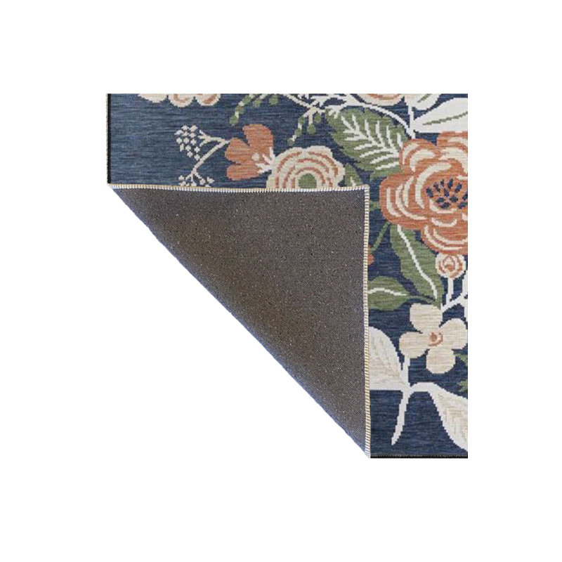 Tapis décoratif noir à motif floral traditionnel paille et brun Karabagh, Sous-tapis carré 3 pi 3 po inclus