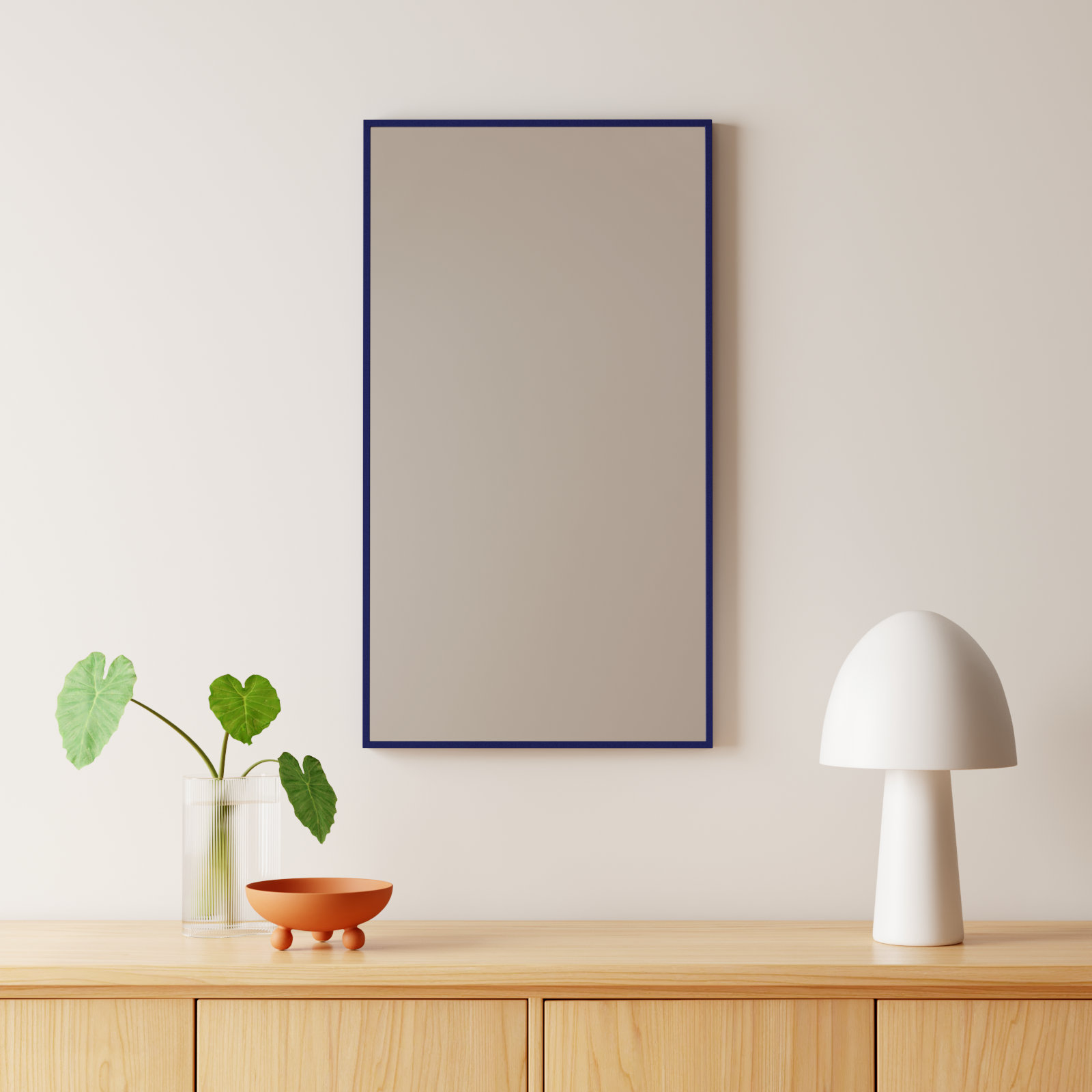 Sabine Metal Rectangle Wall Mirror, 36" x 20", Blue