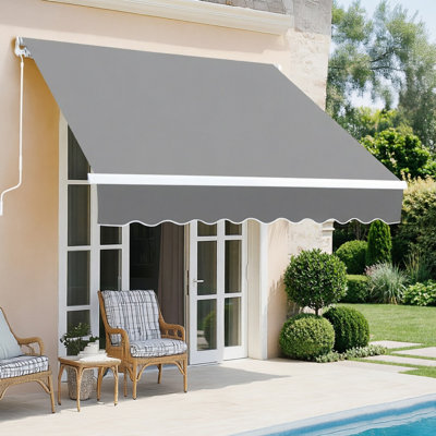 CLIY 250cm W x 200cm D Polyester Cover Retractable Door / Window Awning