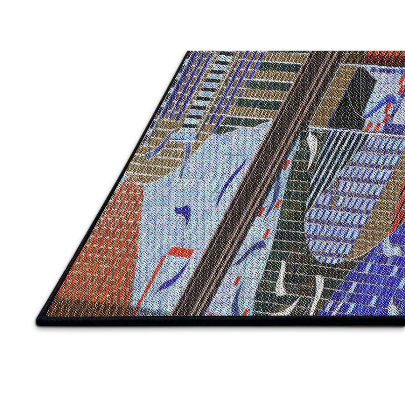Tapis brun/vert/gris à tisser électrique, Rectangle 2 pi x 3 pi