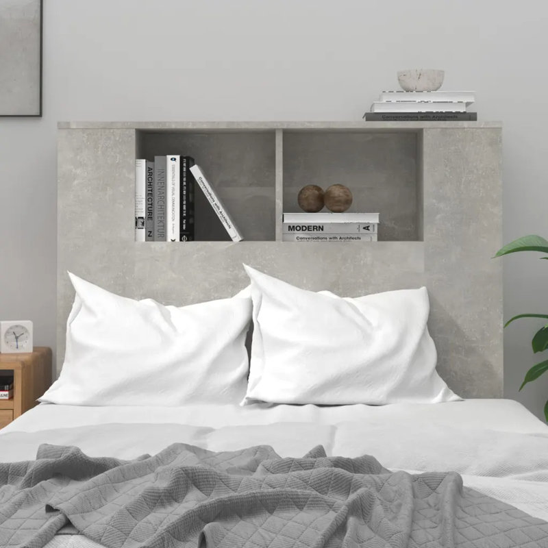 Melby Headboard Cabinet, Concrete Grey, Single (3')