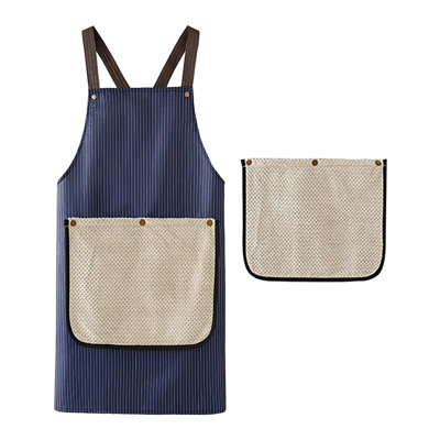 Waterproof Apron With 2 Detachable Hand Towels, Oil Proof Cross Back Kitchen Apron For Cooking, Blue