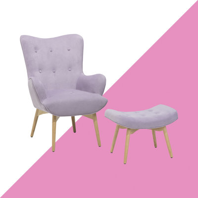 Carwile Upholstered Wingback Chair With Footstool