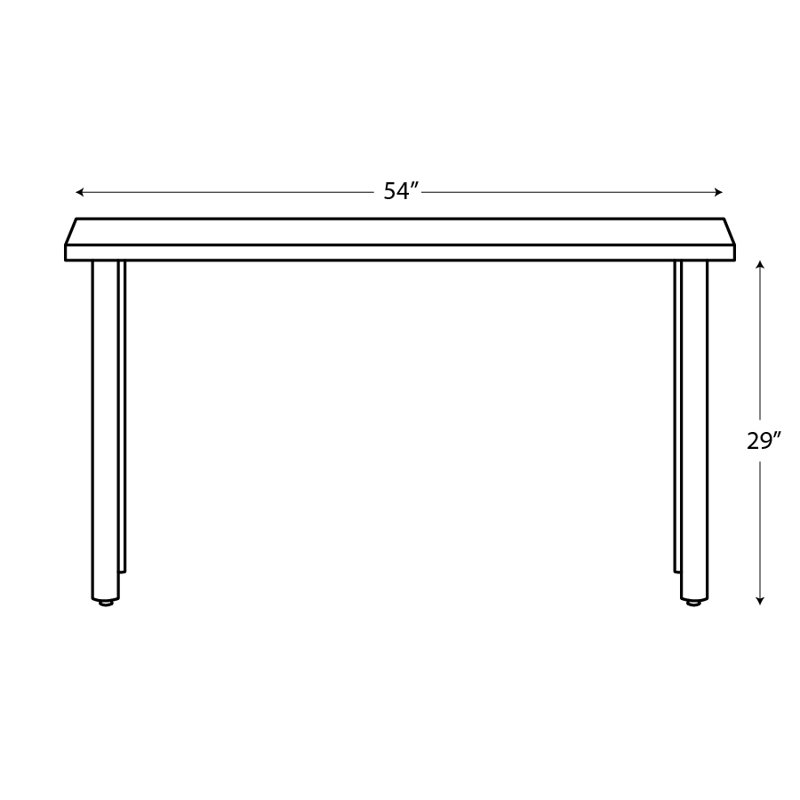 Bureau HON Coze, plateau en noyer Florence, structure noire, l 54 po, Noyer Florence / noir, L 54 po x P 24 po