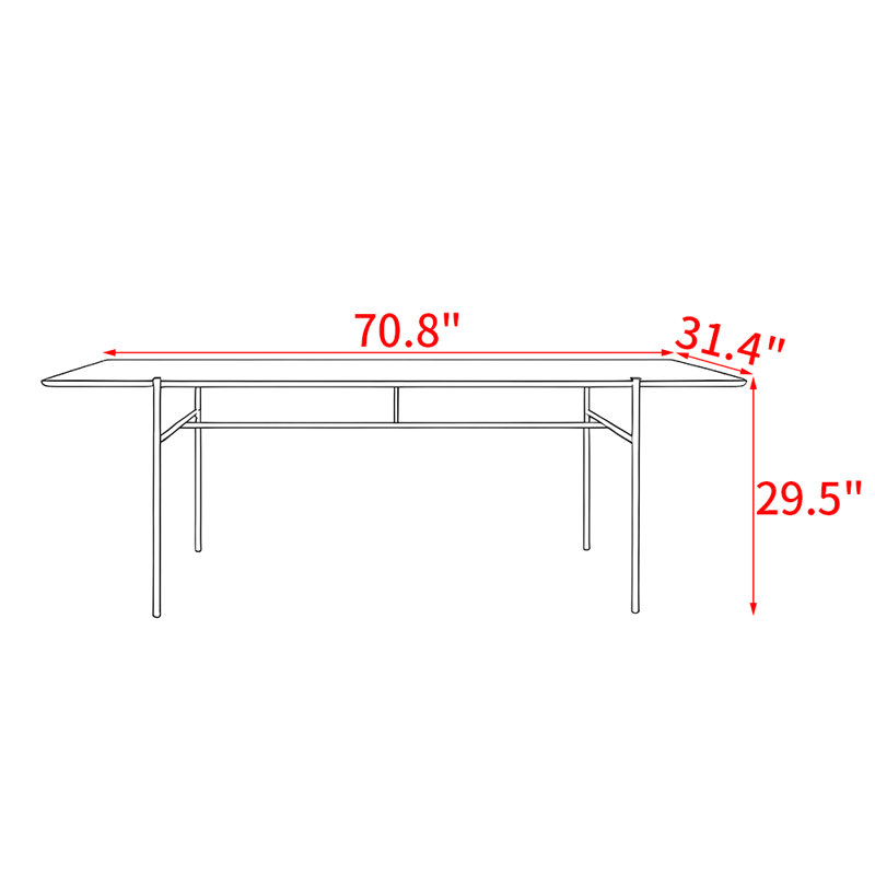 American style retro solid wood dining table., 29.5"H x 70.8"L x 31.4"W
