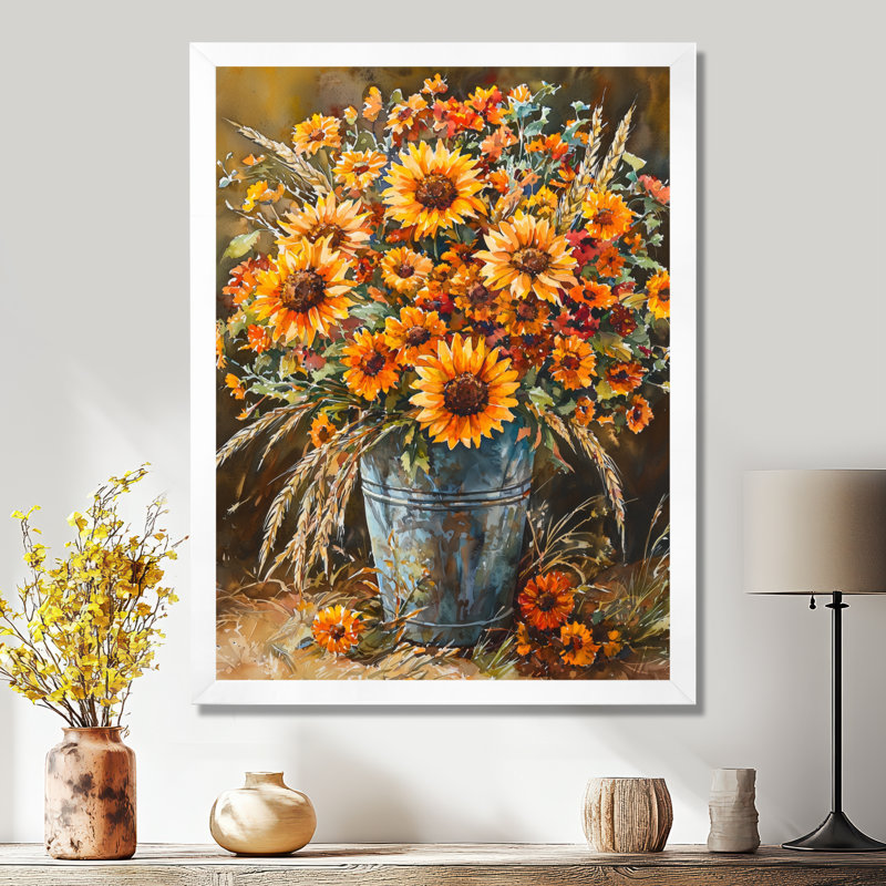 Lusk - décoration murale florale, H 32 po x l 16 po, Reproduction encadrée d'une seule photo, Blanc