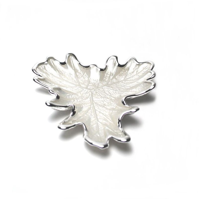 Foglia Glass Tray, Pearl White