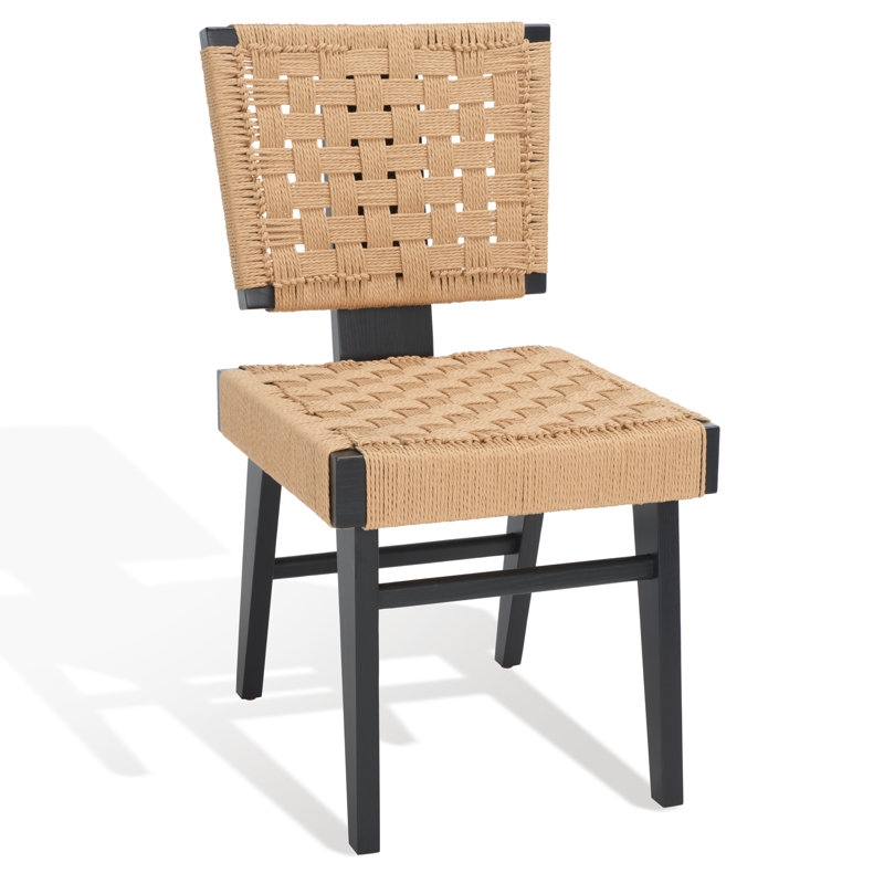 Alfie 18.3'' H Leather Upholstered Ash Armchair, 	Black/Natural