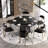 Dining Table Set With 51'' Round Faux Marble Table Top With Lazy Susan And 6 Fabric Dining Arm Chairs-121505630-121505631