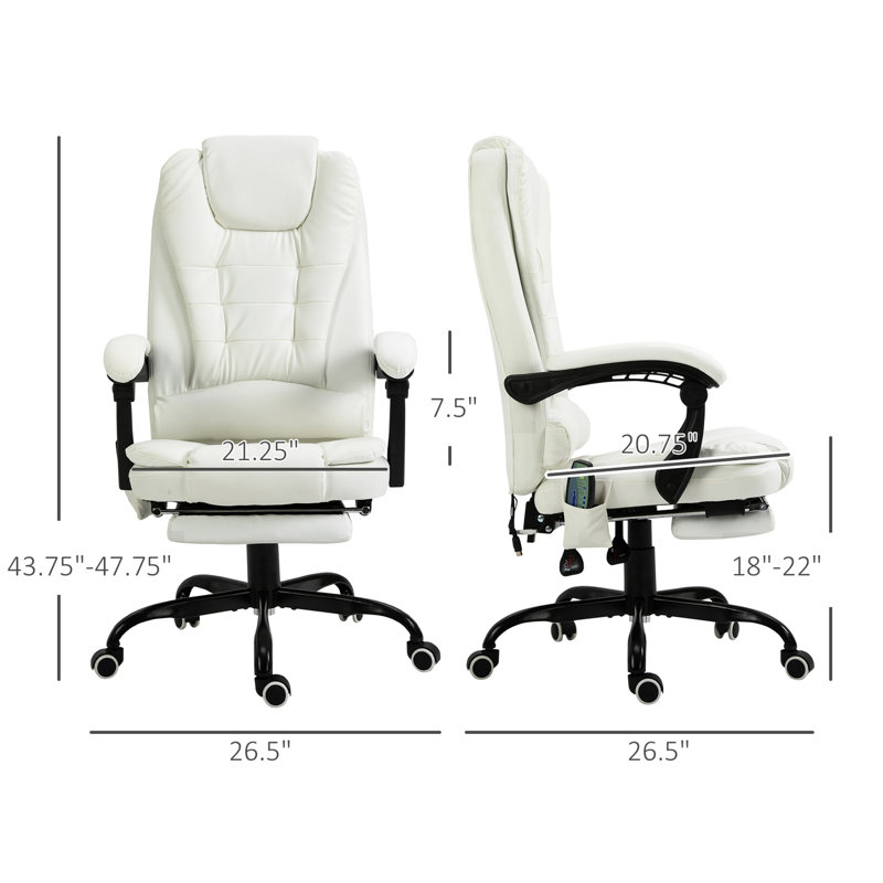 Fauteuil de massage vibrant à 7 points, haut dossier, blanc, Blanc
