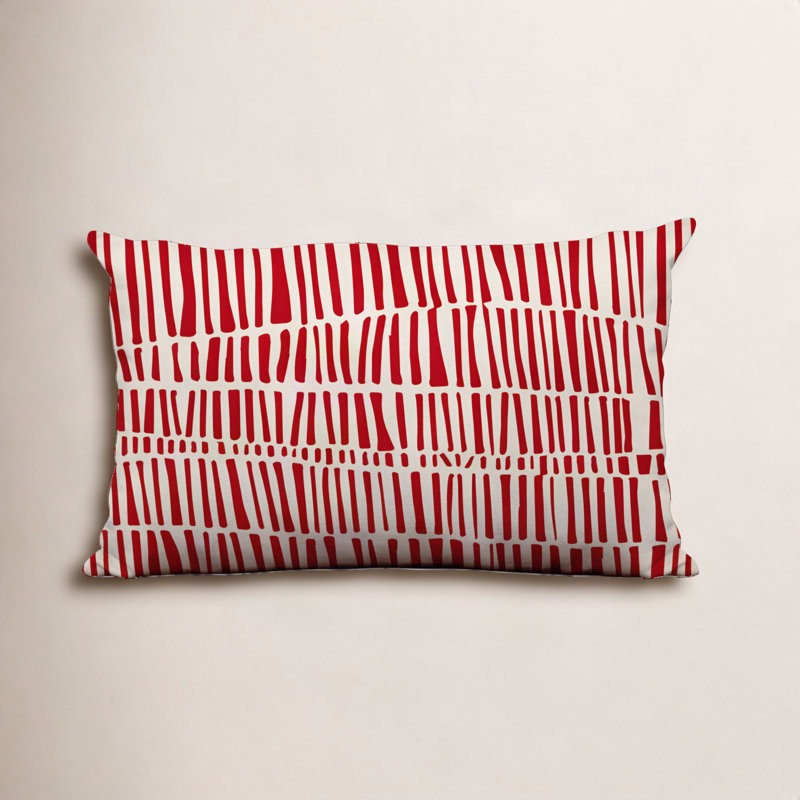 Ikom Polyester/Polyester Blend Lumbar Rectangular Indoor/Outdoor Pillow Cover & Insert, 14"H x 20"W, Red