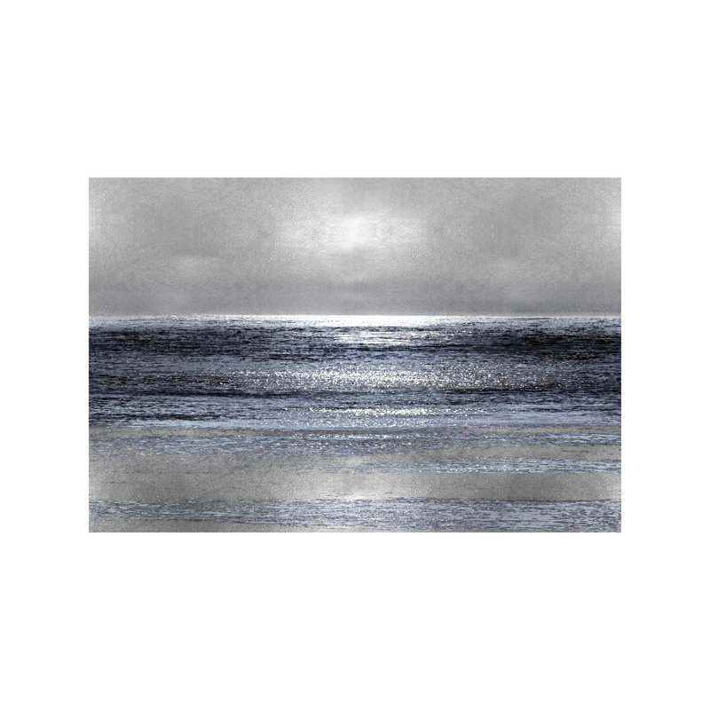 « silver seascapes iii » par michelle matthews-print, H 32 po x l 48 po x 1,5 po, Toile tendue