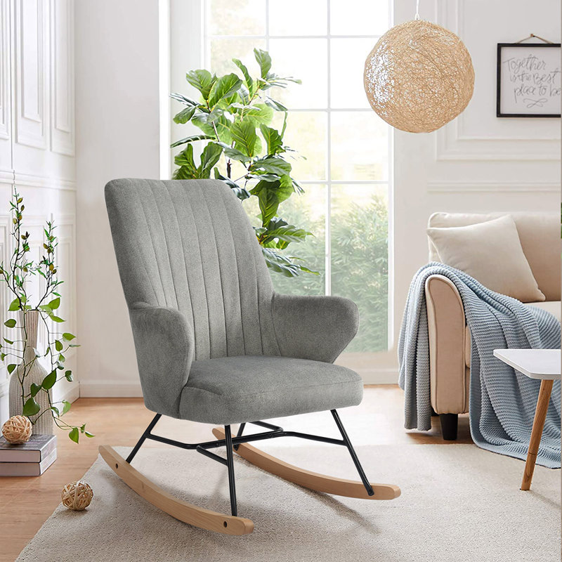 Adcock Upholstered Rocking Chair, Grey