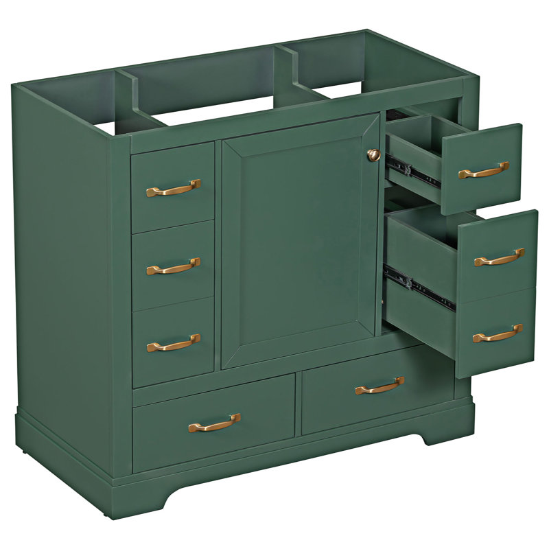 Base de meuble-lavabo avec six tiroirs, Vert